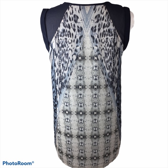 CAbi #253 Mixed Print Tunic Sleeveless Lined Sz XS Spring Summer Layering - Picture 4 of 11